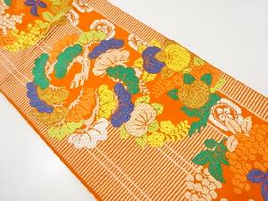 アンティーク　川島織物製　花丸文様織り出し本袋帯（材料）